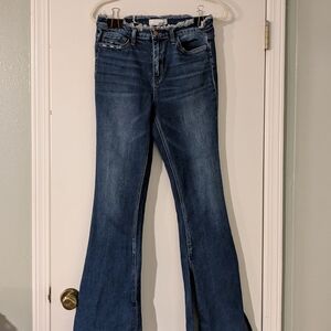 Vervet Side Split Hem Distressed Flare Jean Size 29